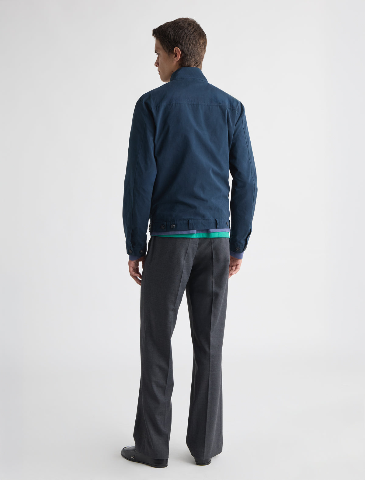 Simil jacket powdery finish pocket detailing blue