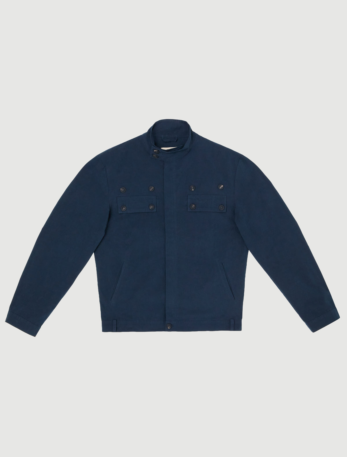 Simil jacket powdery finish pocket detailing blue