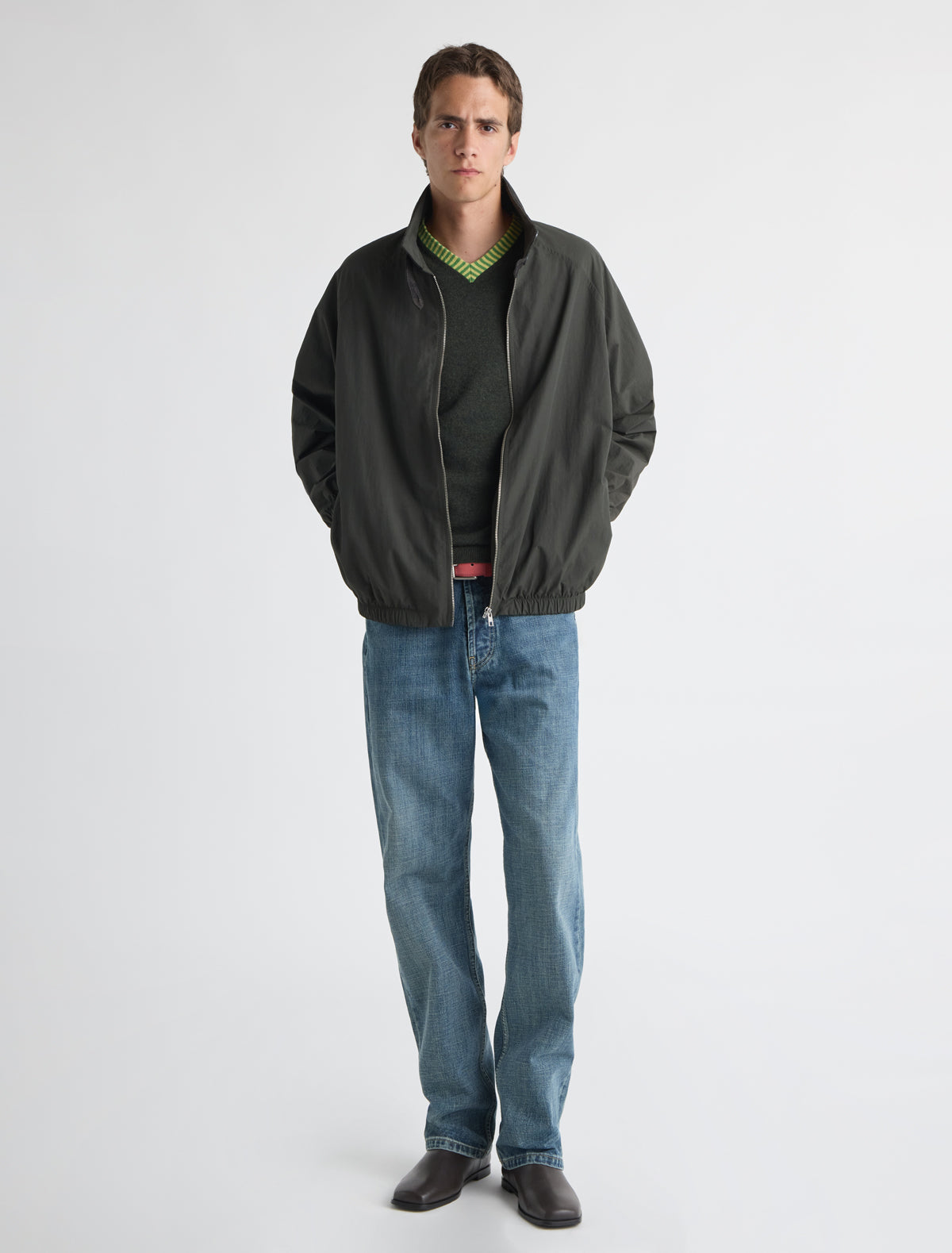 Vigas ii mens nylon bomber jacket raglan sleeves central zipper khaki