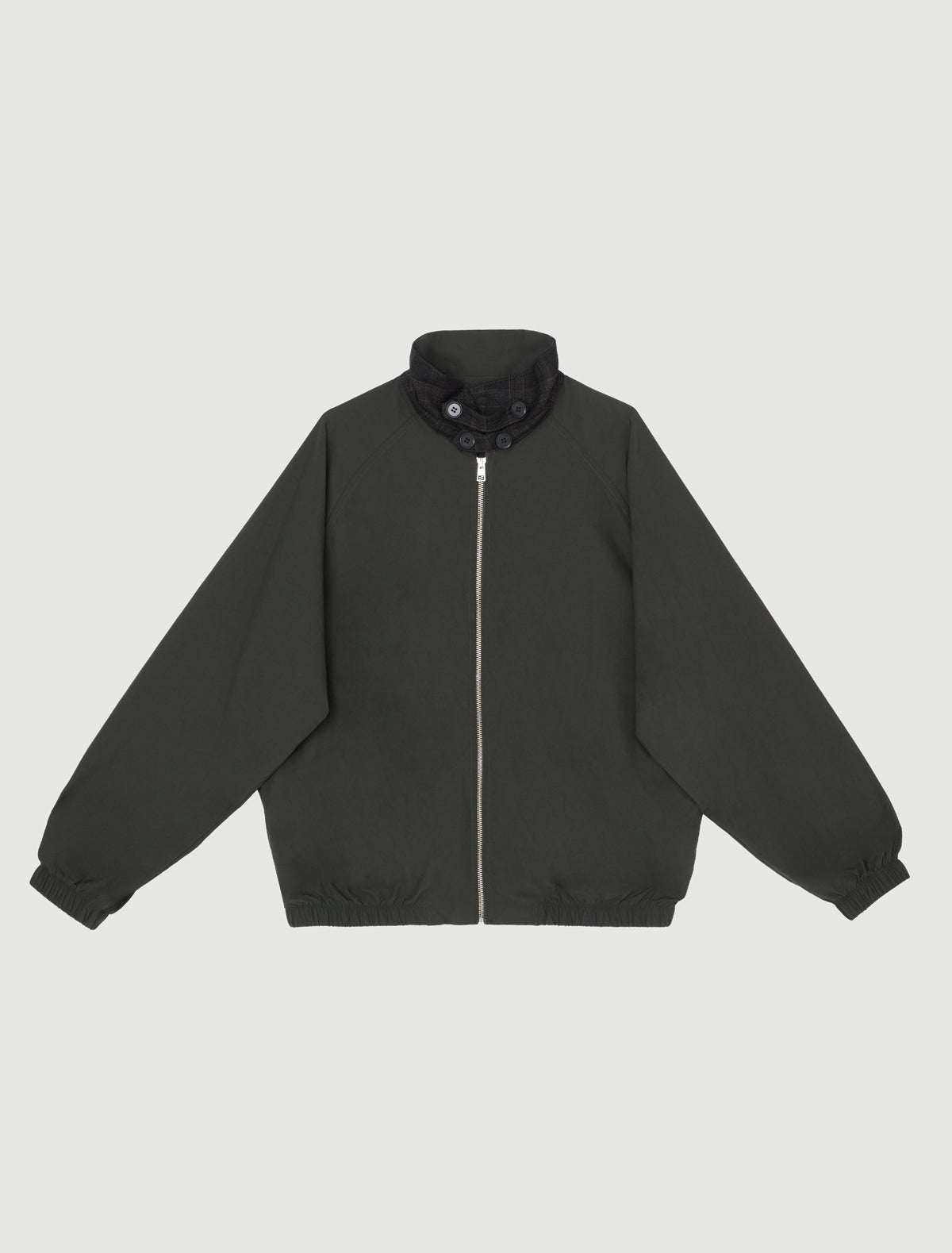 Vigas ii mens nylon bomber jacket raglan sleeves central zipper khaki