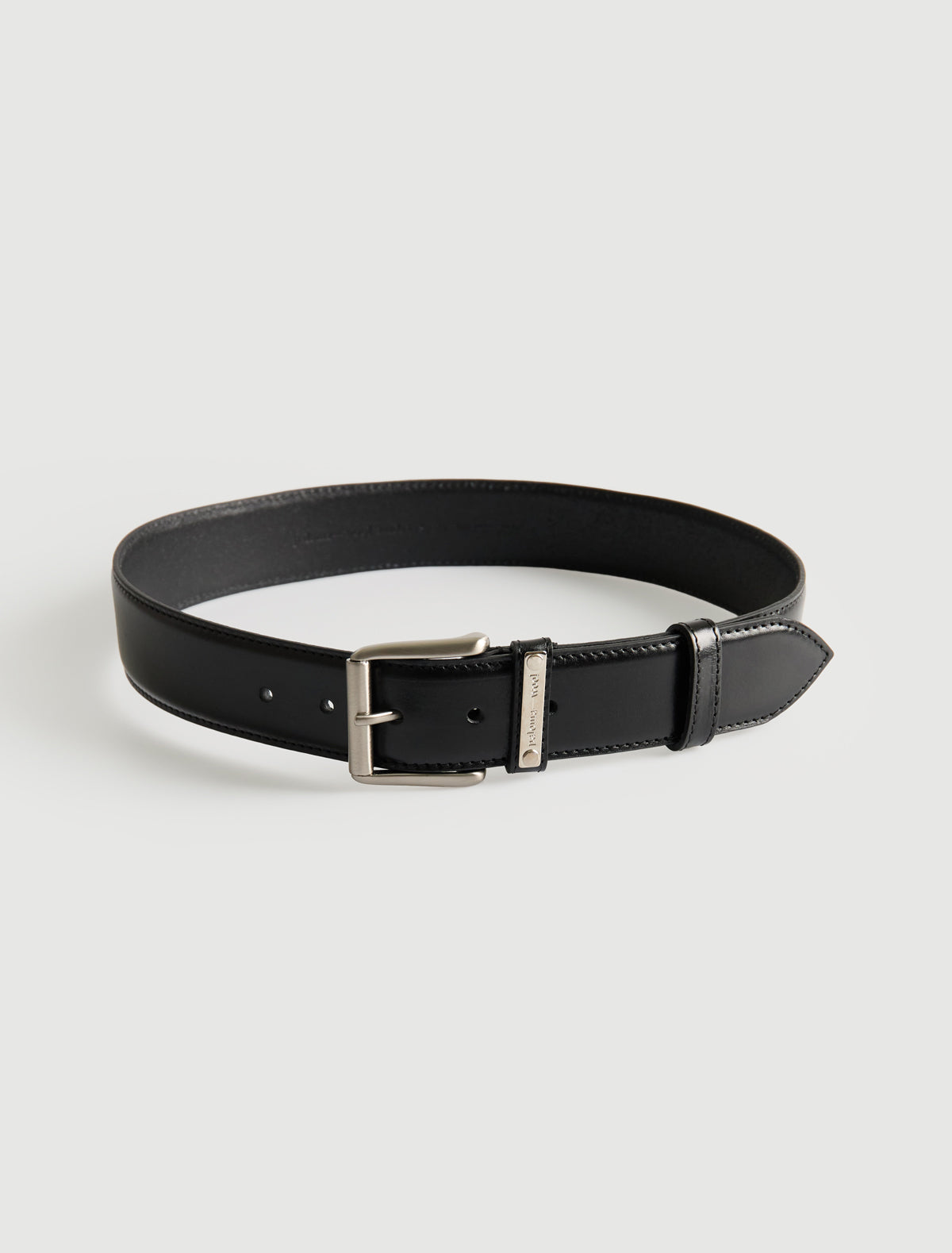 Juana waist waist belt custom metal plaque belt loop black