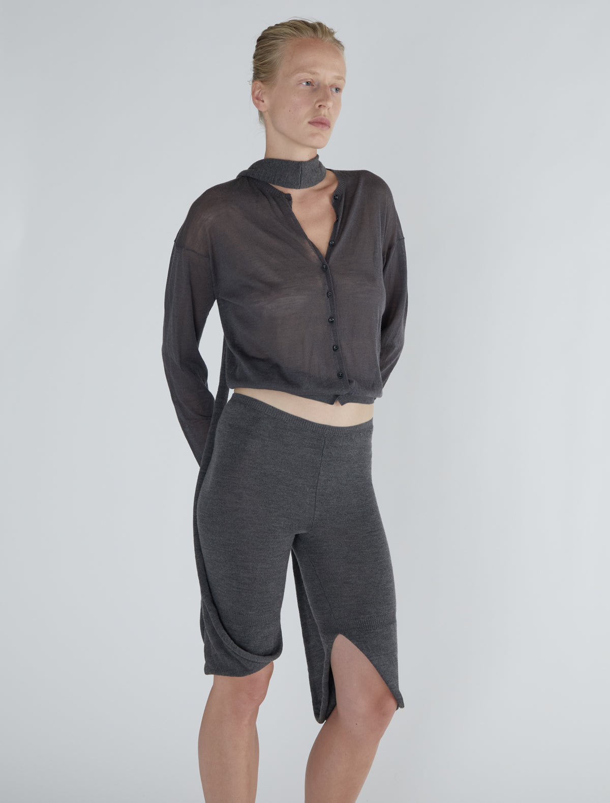 Short line long cycling style leggings extra fabric grey