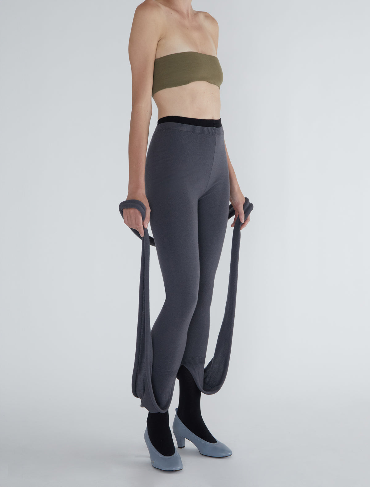 Line long leggings extra fabric scarf darkgrey