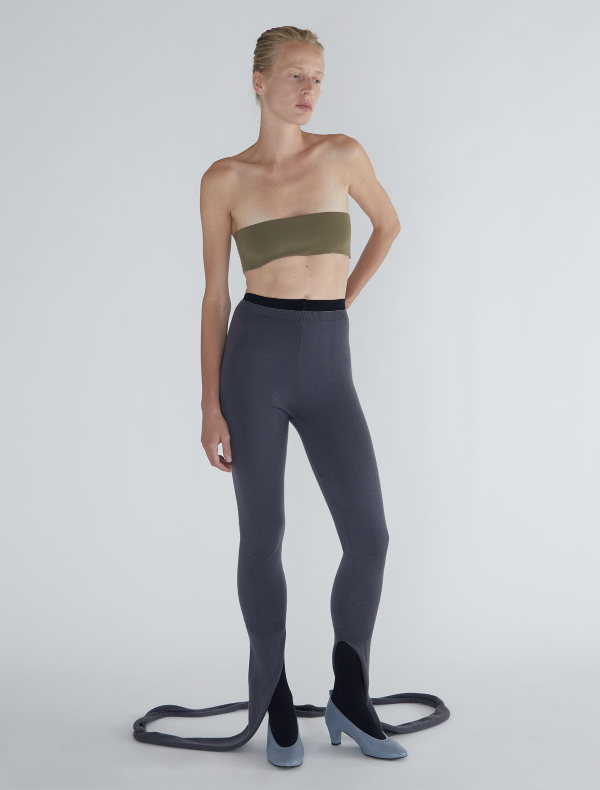 Line long leggings extra fabric scarf darkgrey