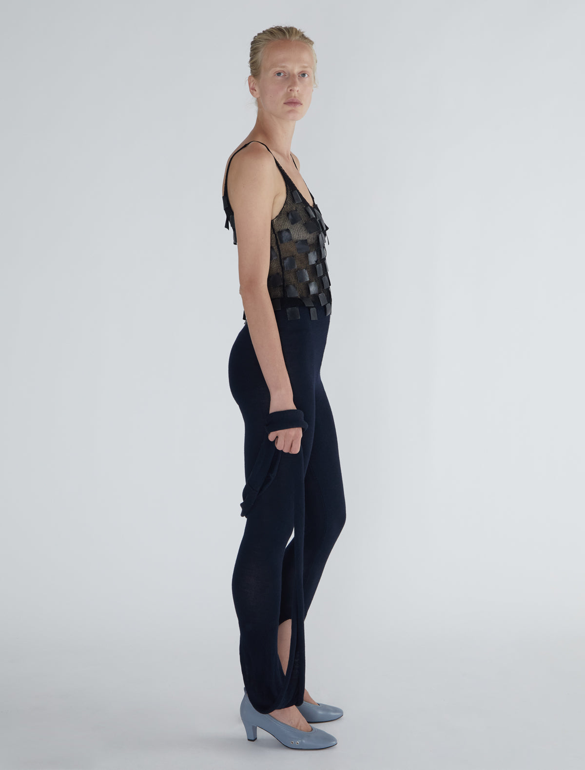 Line long leggings extra fabric scarf navy