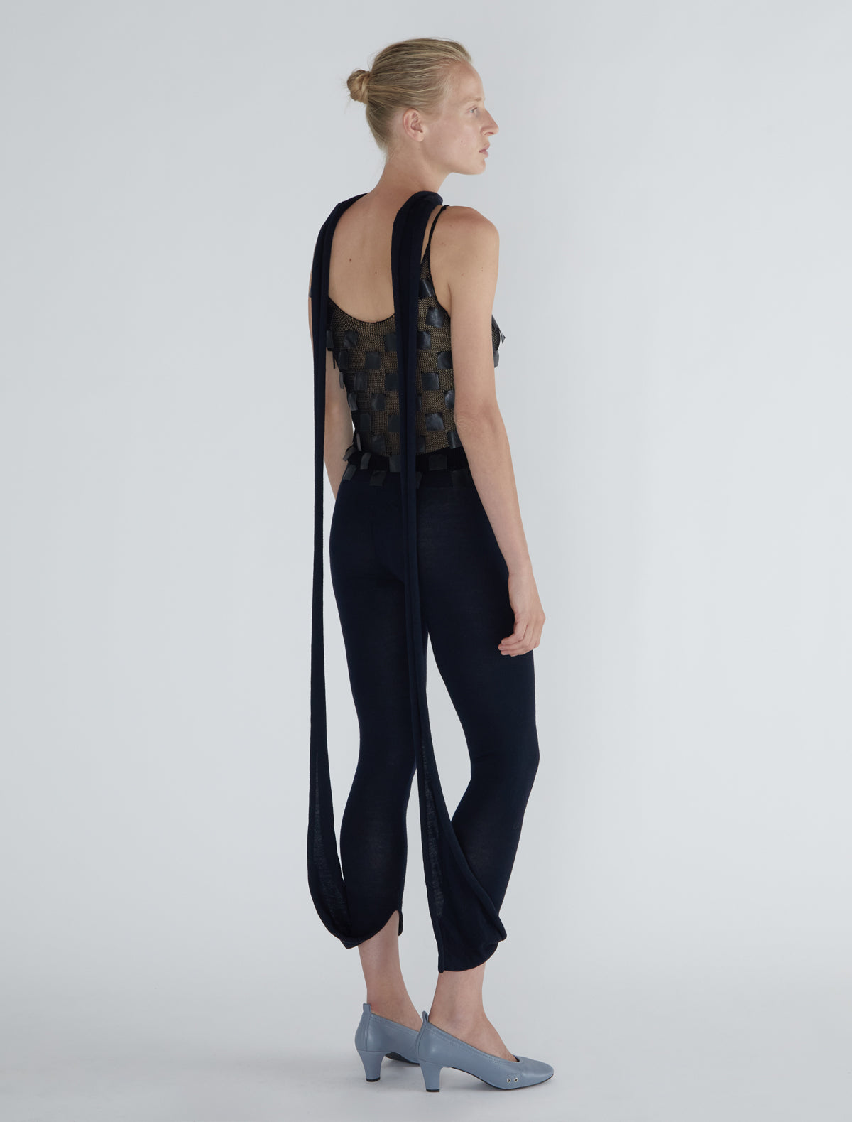 Line long leggings extra fabric scarf navy