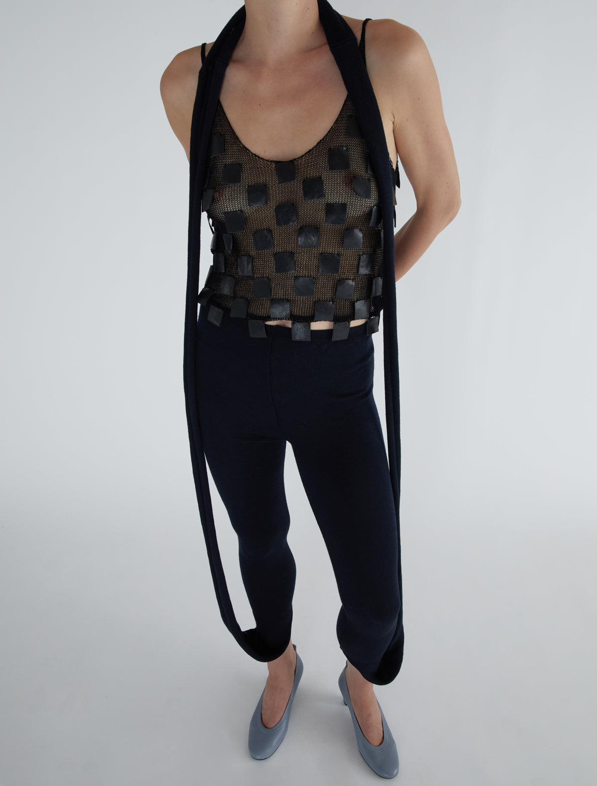 Line long leggings extra fabric scarf navy