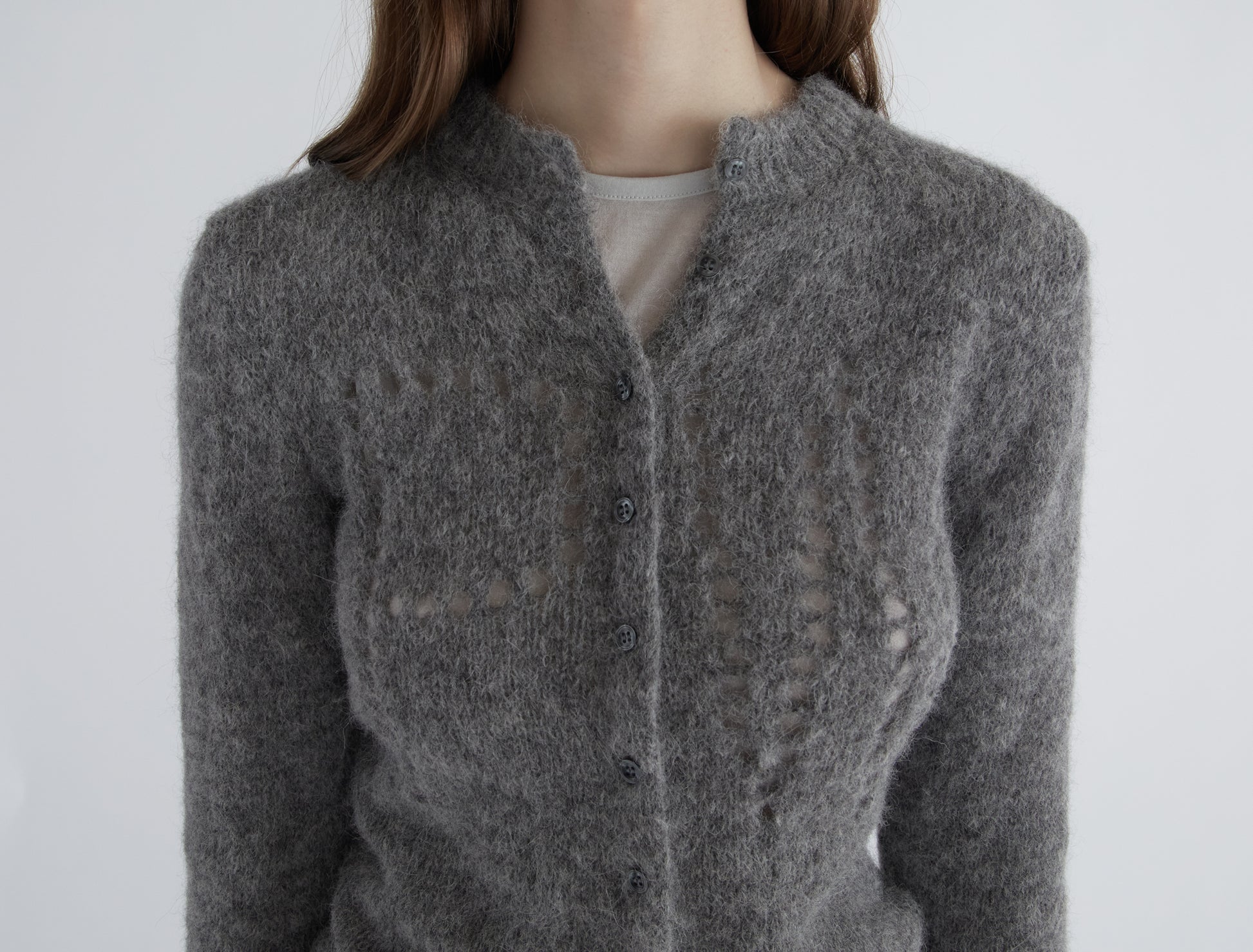 Dove cardigan cut out lettering