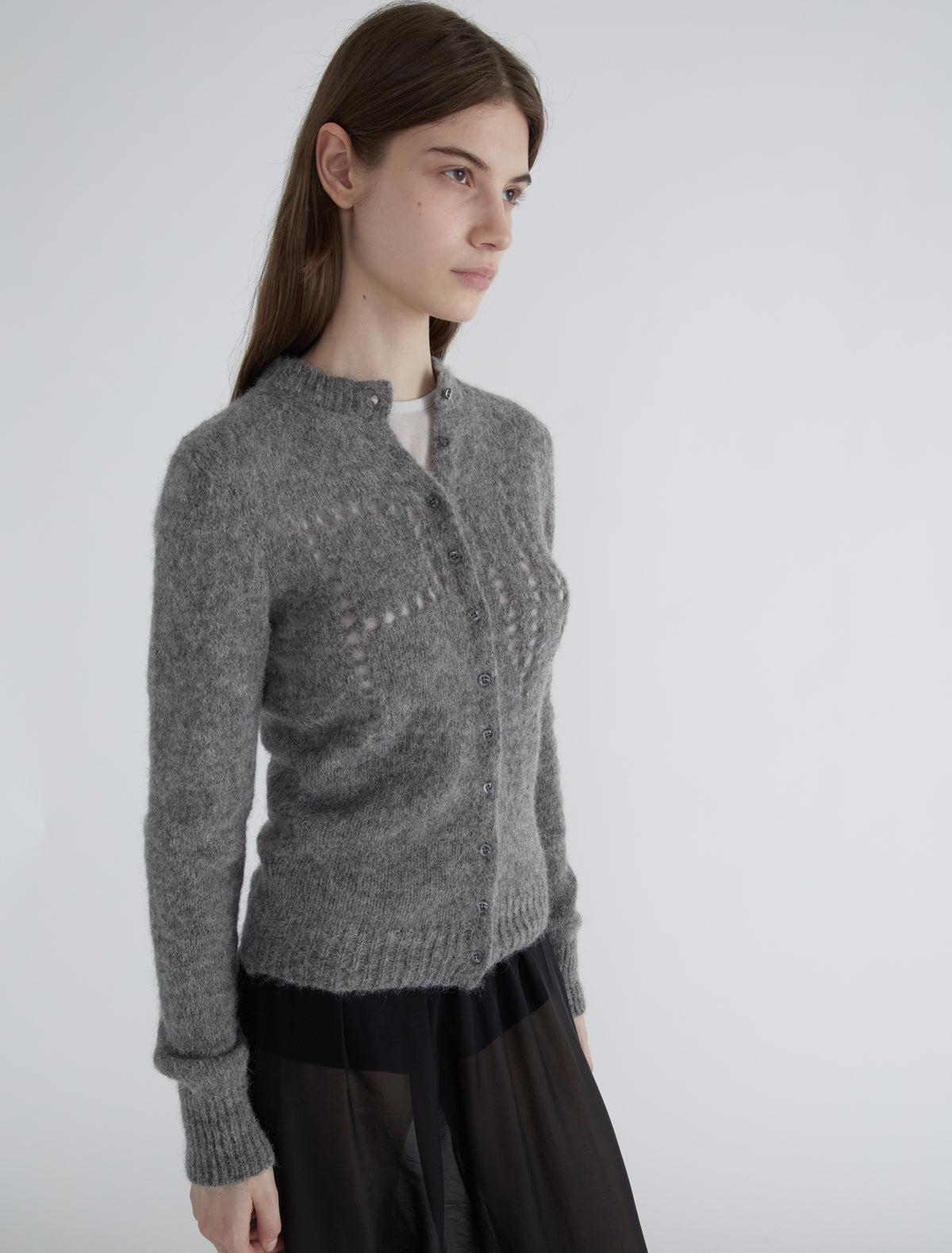 Dove cardigan cut out lettering