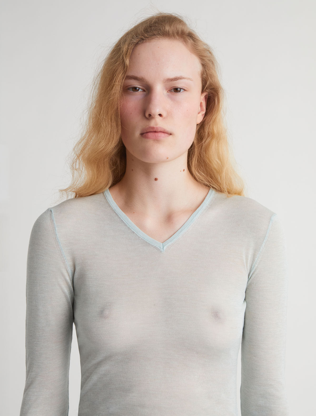 Losa long sleeve sheer sweater lightblue