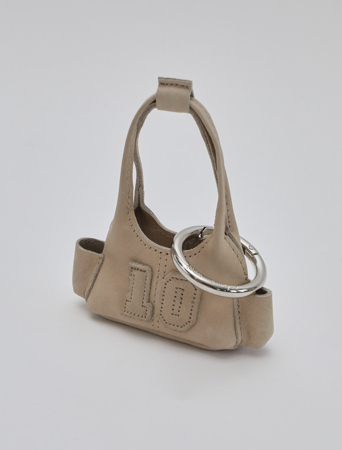 10 years miniature leather charm beige