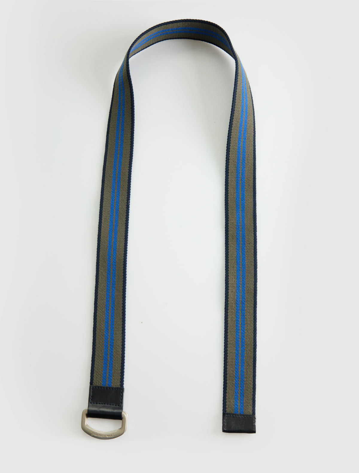 Eira adjustable belt custom rings leather tips navy
