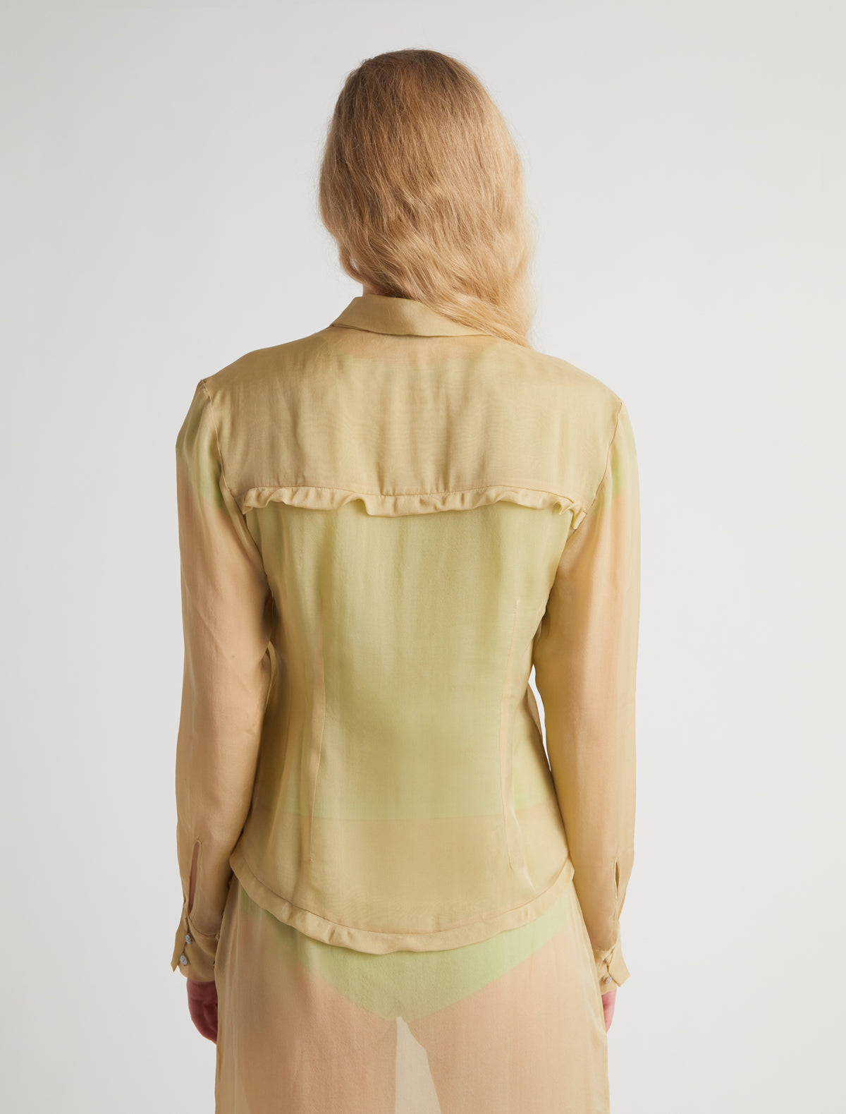 Eralda silk shirt mini ruffle detail