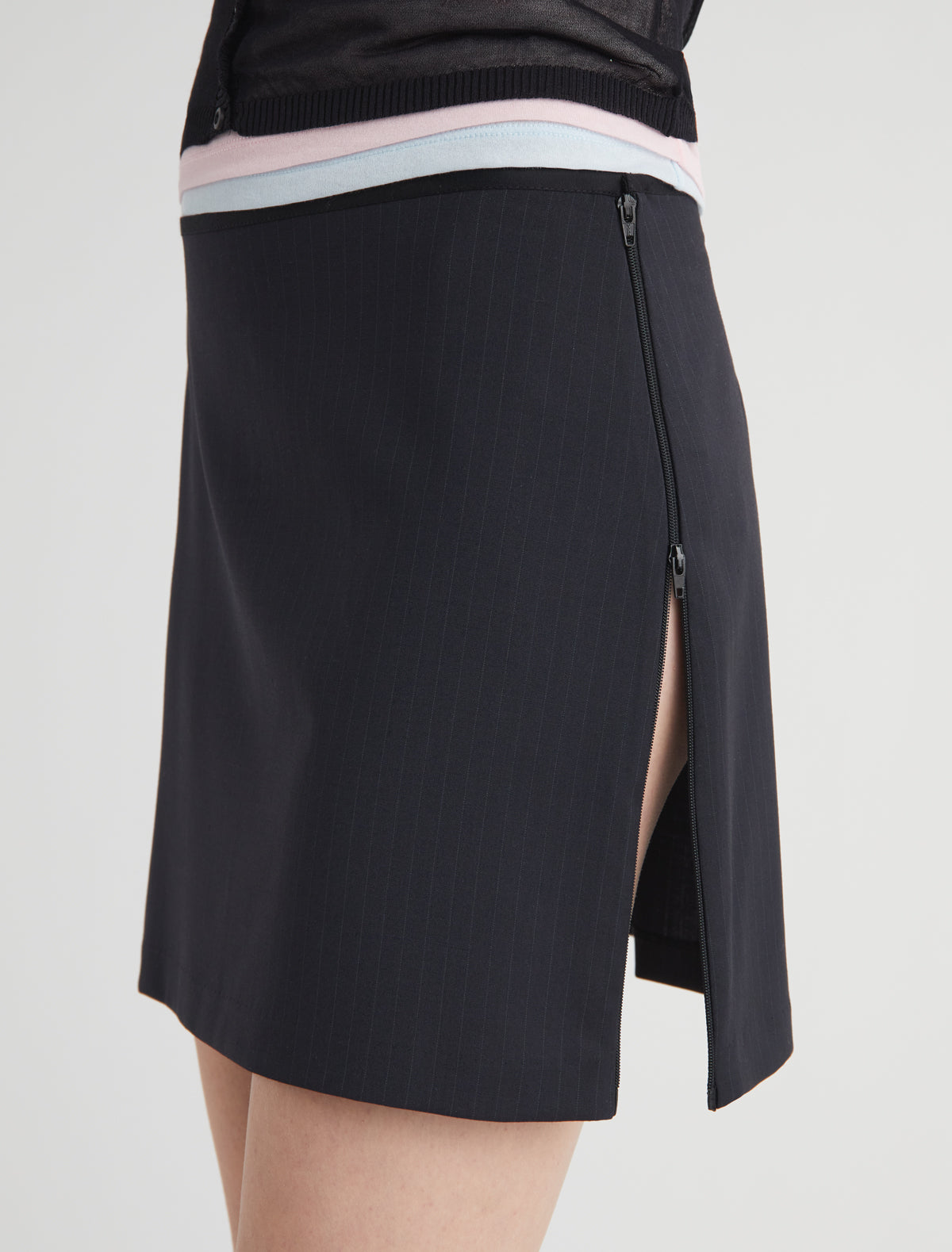 Lumieti prinstriped mini skirt side zipper