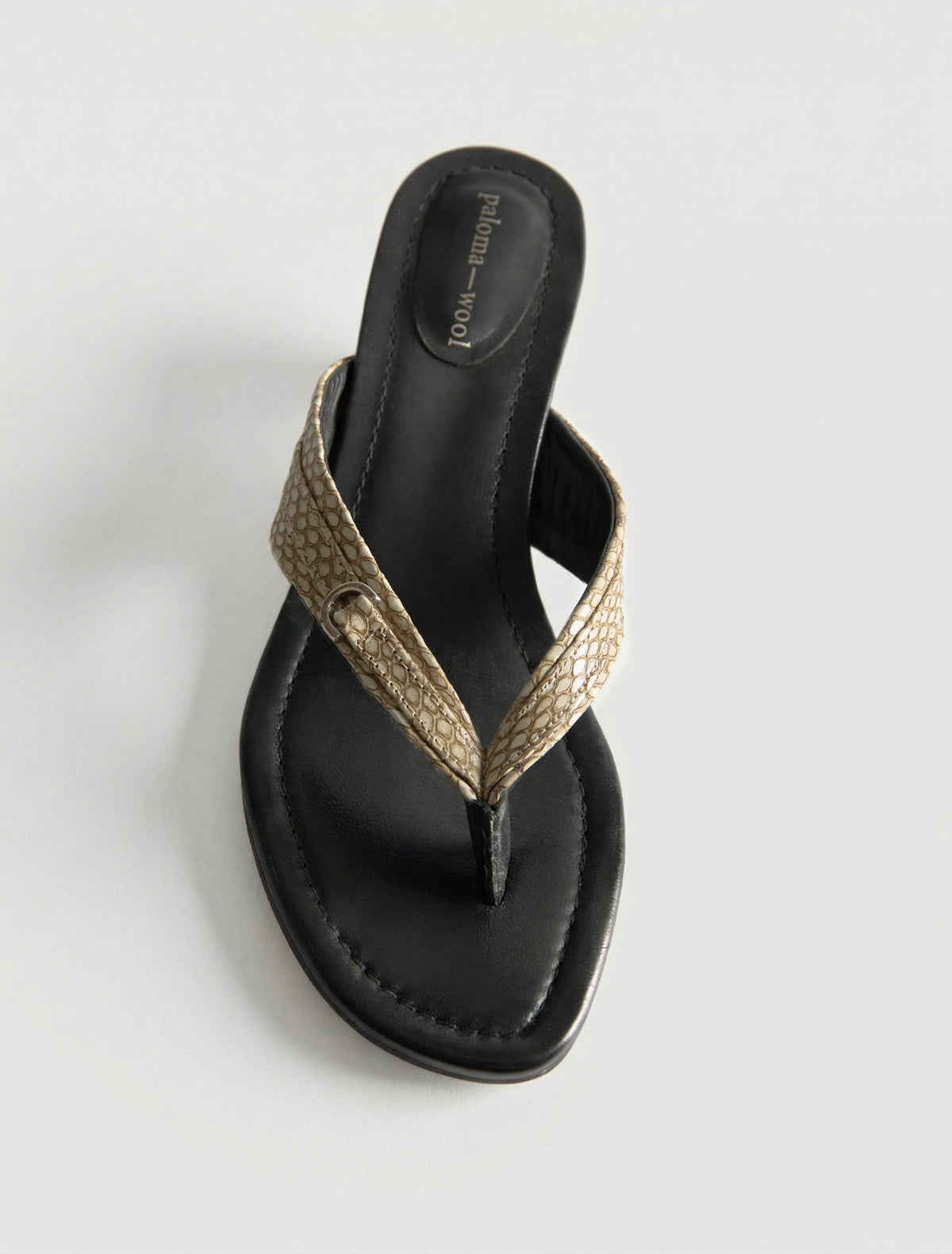 Felipa thong style sandal double strap nickel ring detail ecru