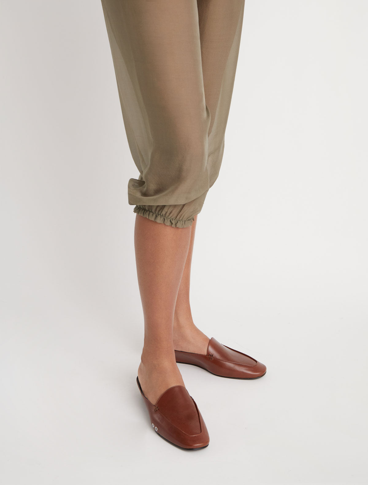 Fernanda loafer style mule round toe mini wedge brown