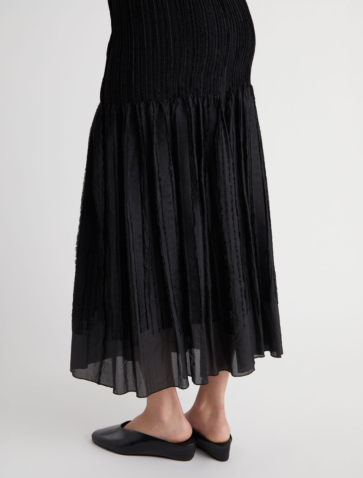 Fernanda round toe mule covered wedge black