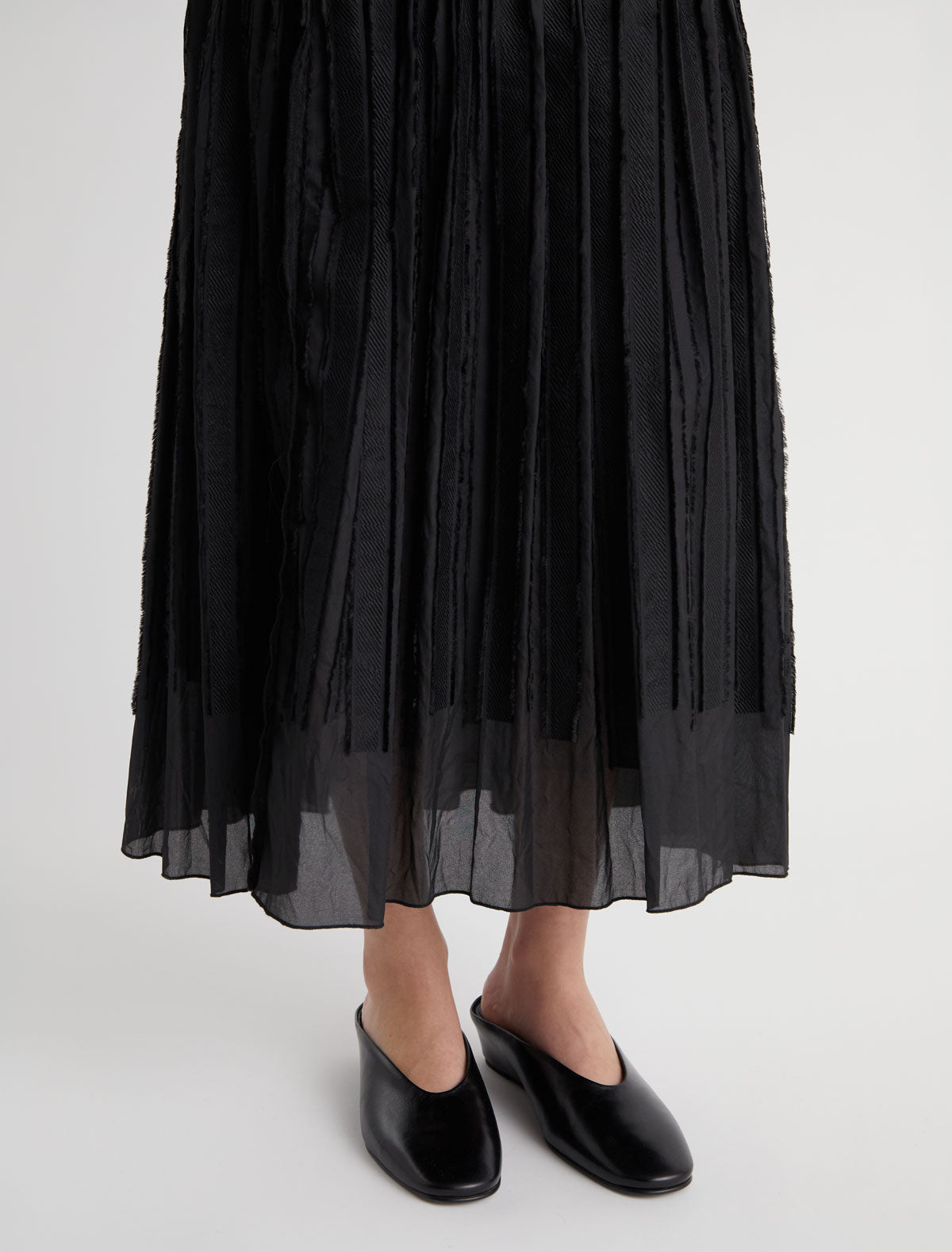 Fernanda round toe mule covered wedge black