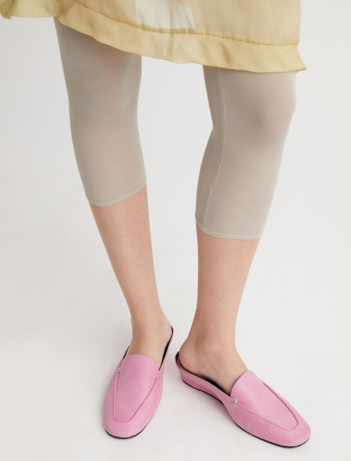 Fernanda loafer style mule round toe mini wedge pink