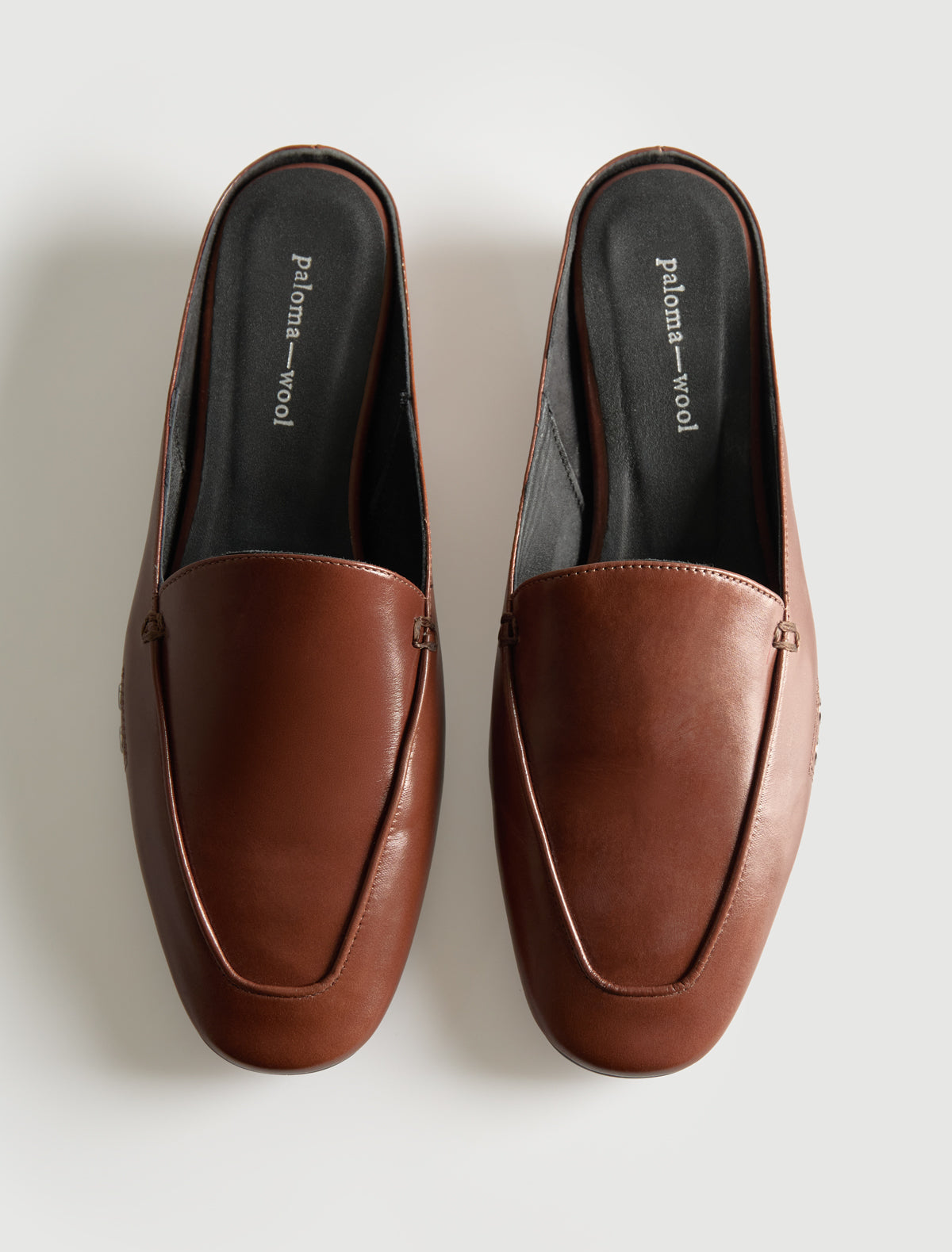 Fernanda loafer style mule round toe mini wedge brown