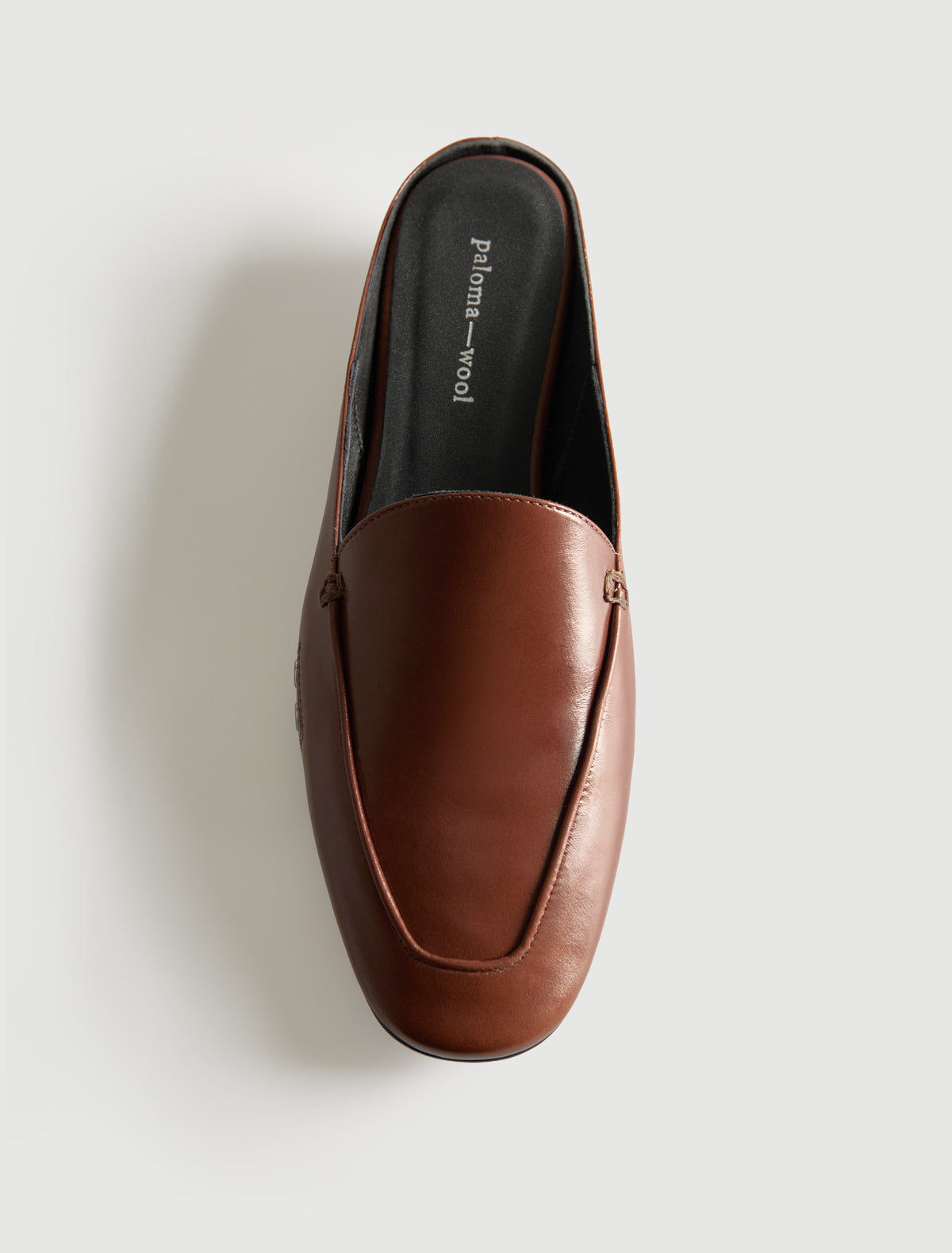 Fernanda loafer style mule round toe mini wedge brown