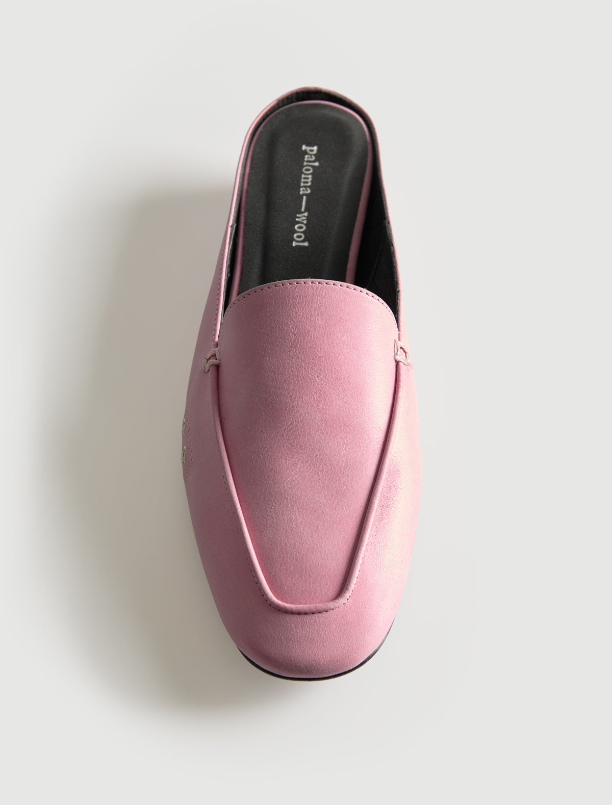Fernanda loafer style mule round toe mini wedge pink