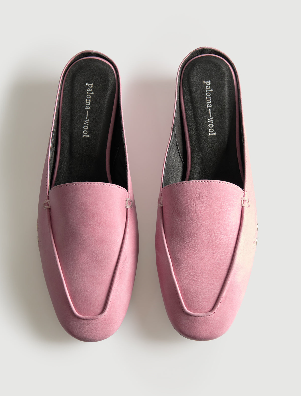 Fernanda loafer style mule round toe mini wedge pink