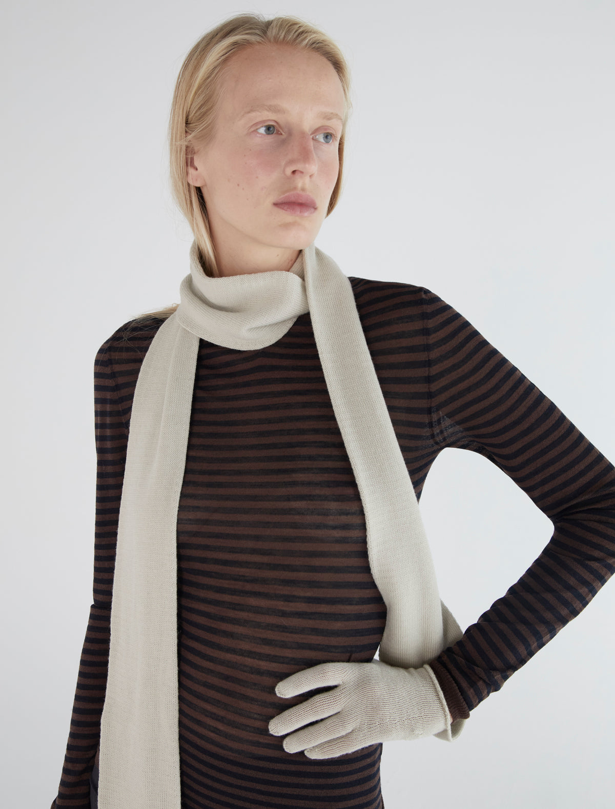 Flauta scarf gloves offwhite