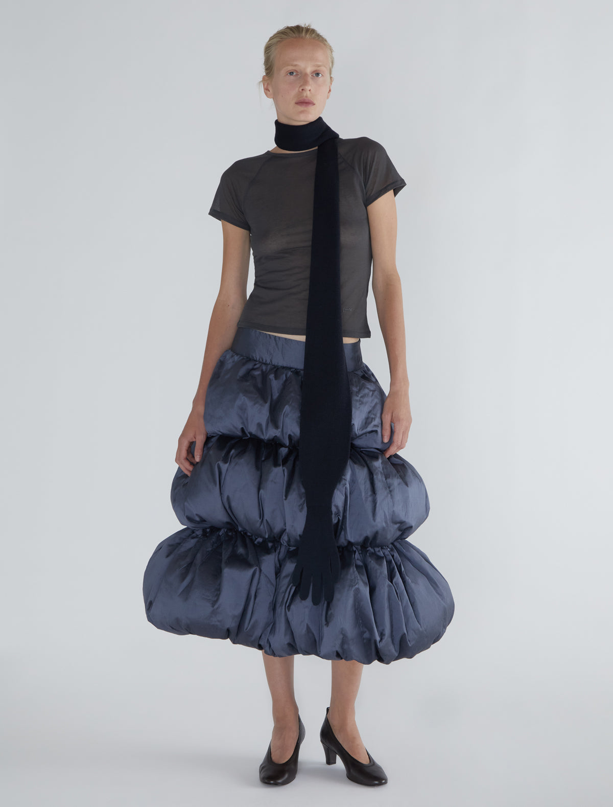 Rupit silk four tier gathered skirt volume