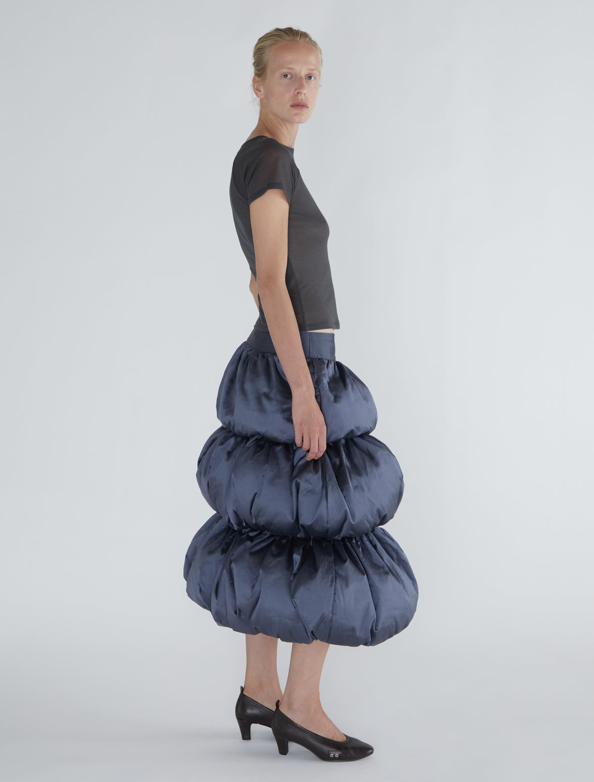 Rupit silk four tier gathered skirt volume