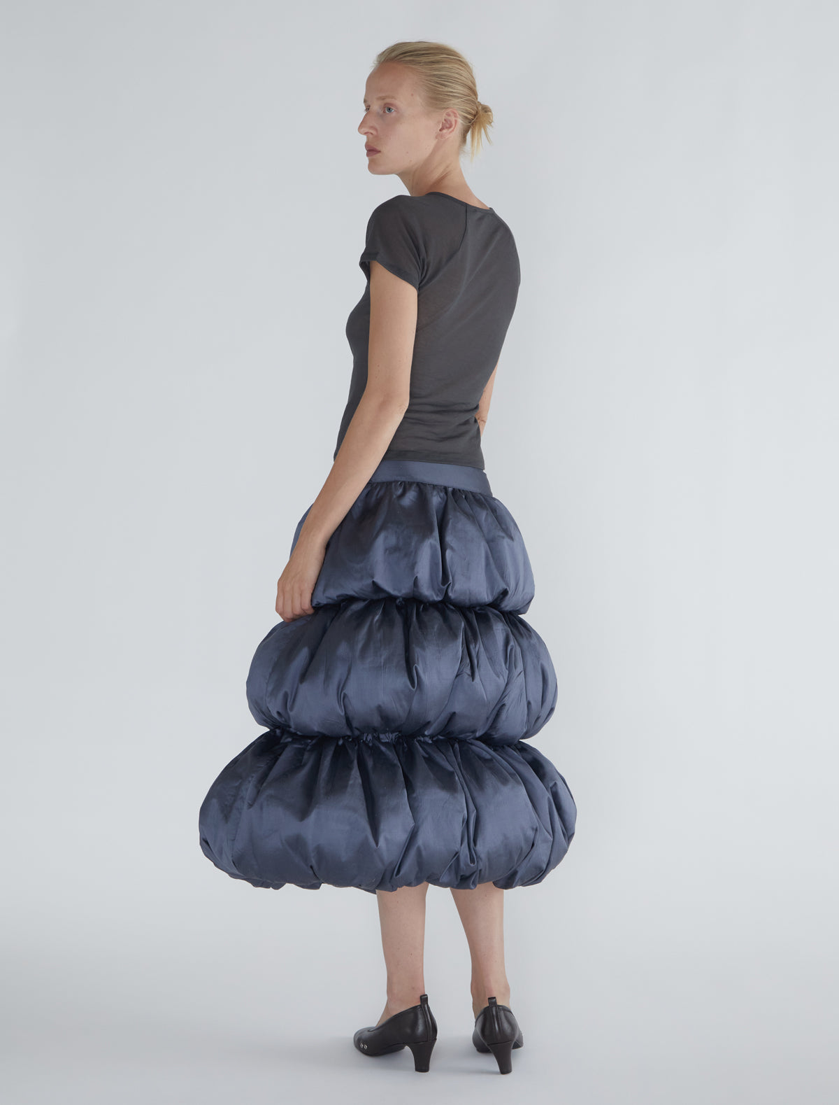 Rupit silk four tier gathered skirt volume