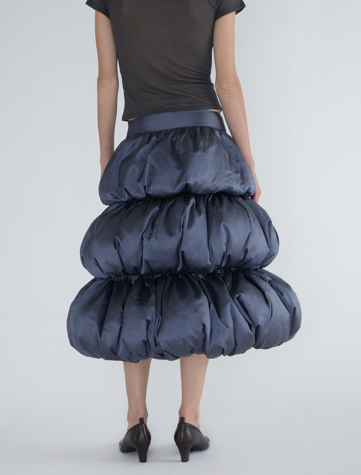 Rupit silk four tier gathered skirt volume