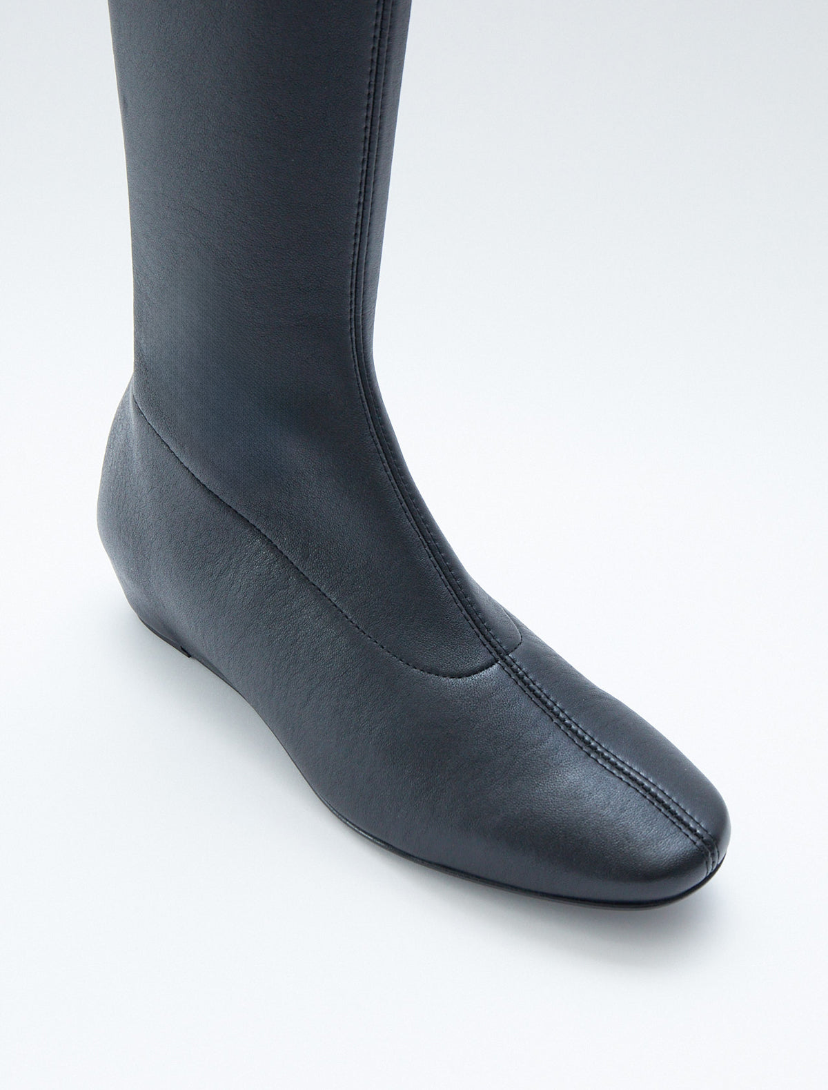 Fernanda leather sock boot integrated wedge black