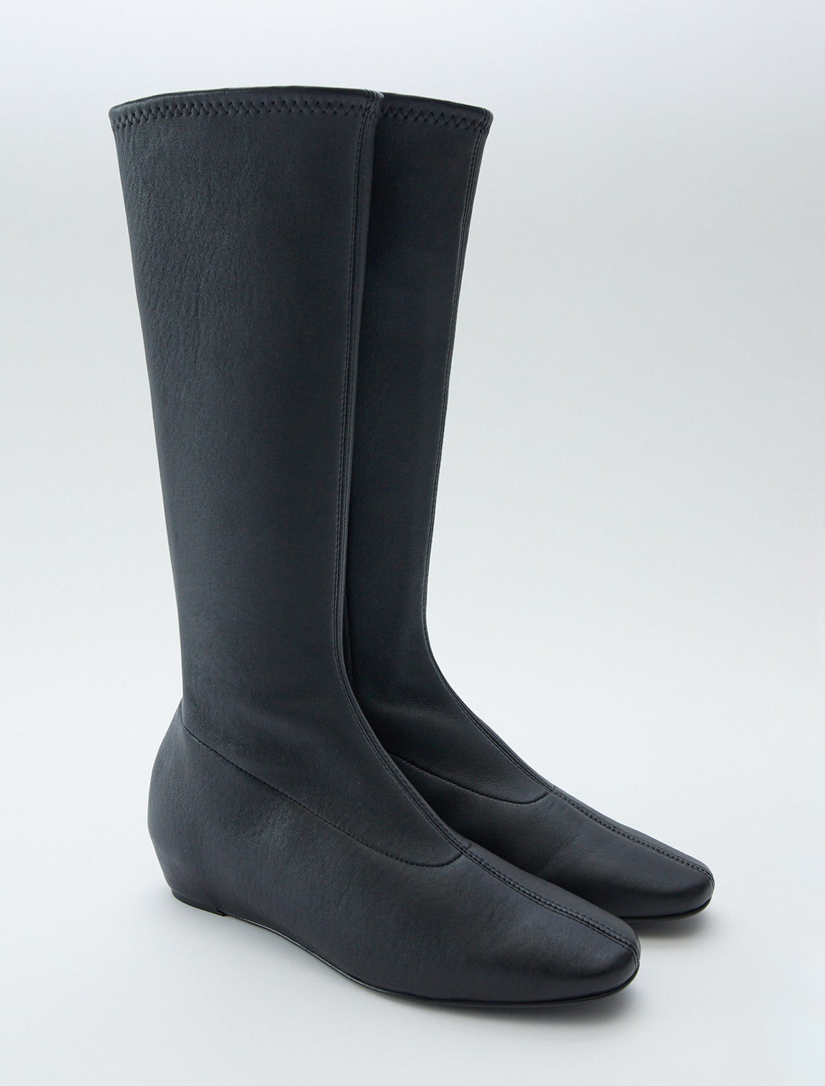 Fernanda leather sock boot integrated wedge black