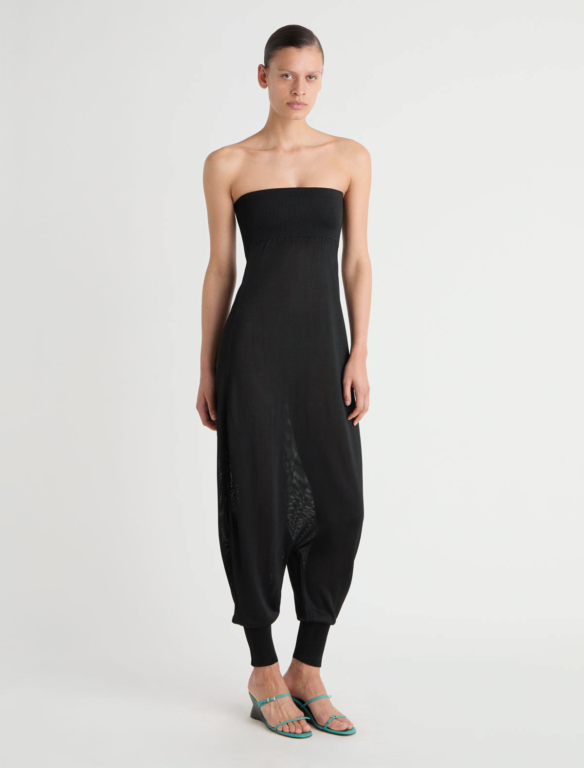 Gelo strapless jumpsuit balloon leg black