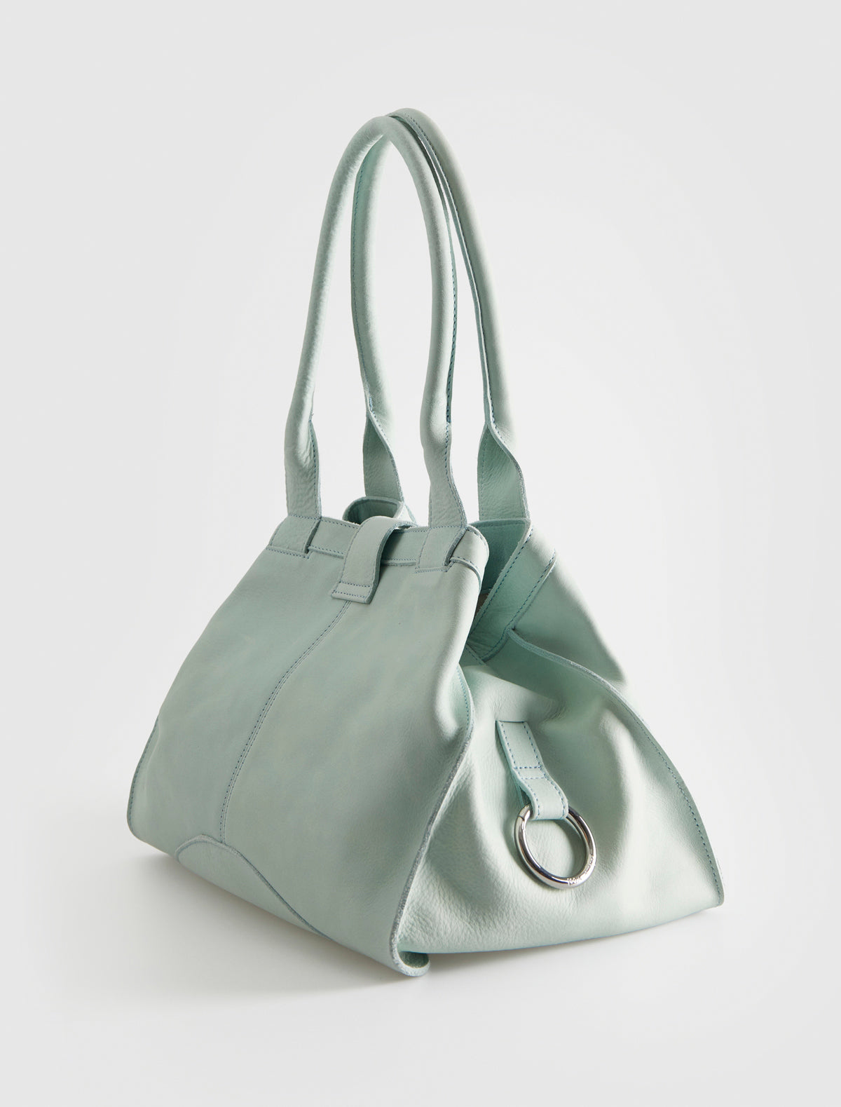 Guida small square tote handbag small pocket lightblue