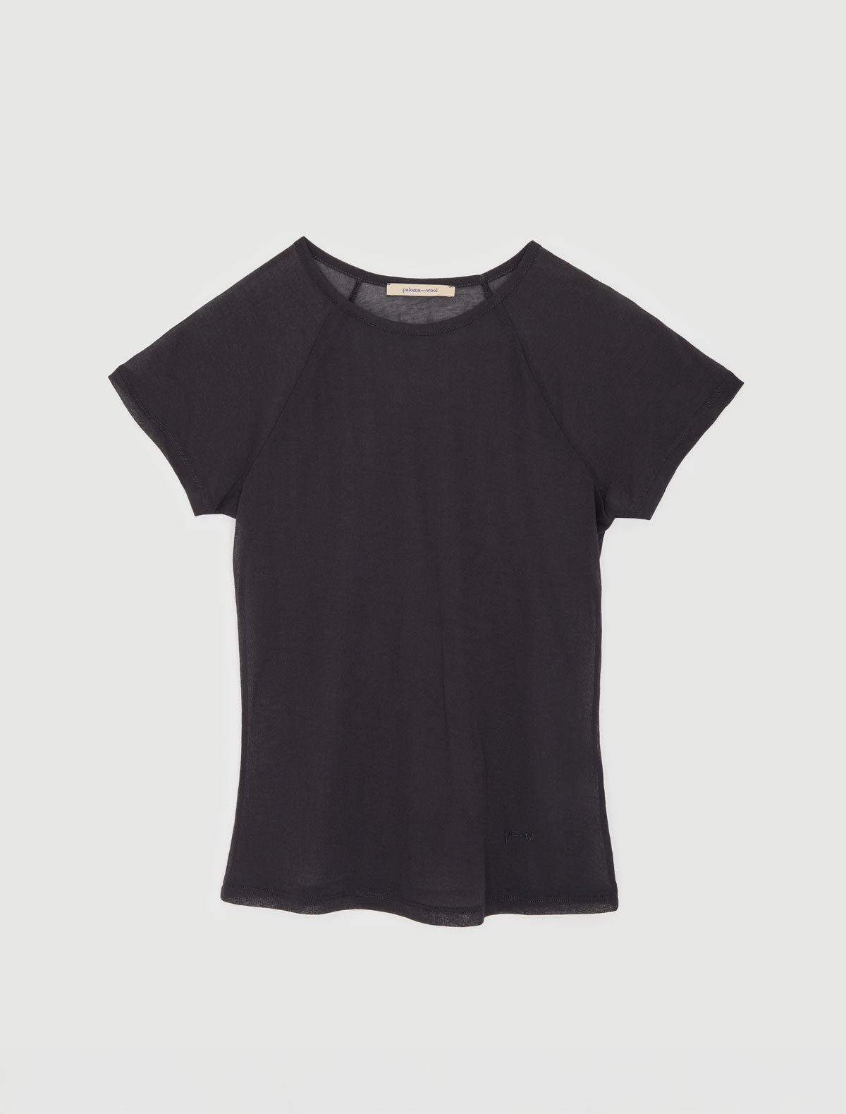 Omu delicate sheer top embroidery darkgrey