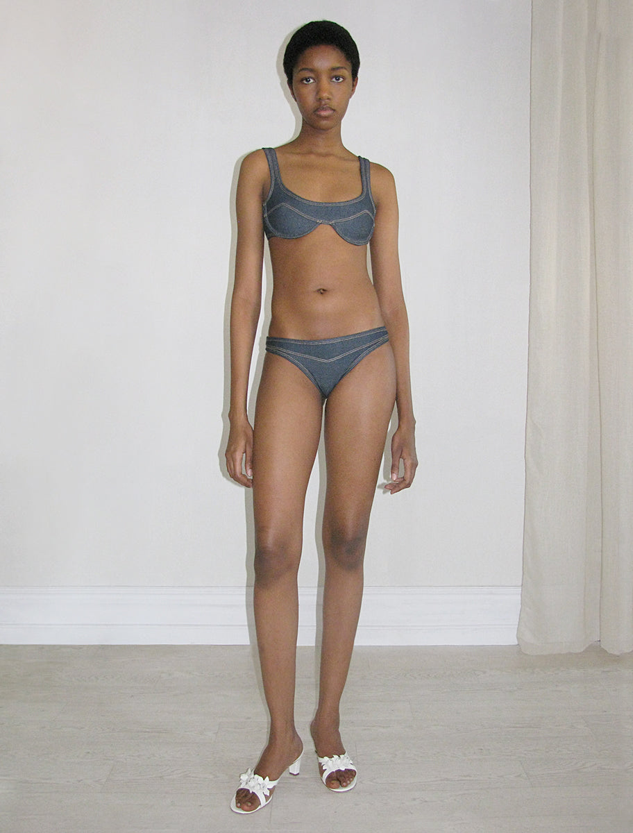 Polly denim effect bikini top