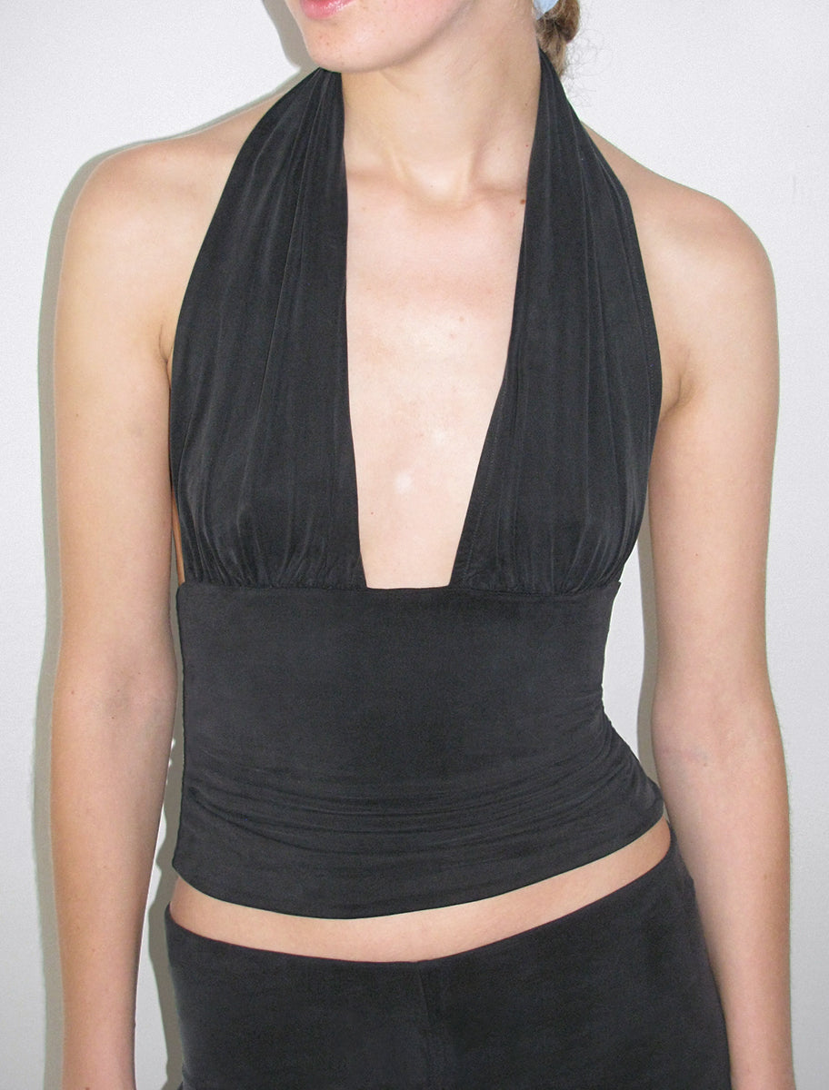 Mopit halter cupro top black