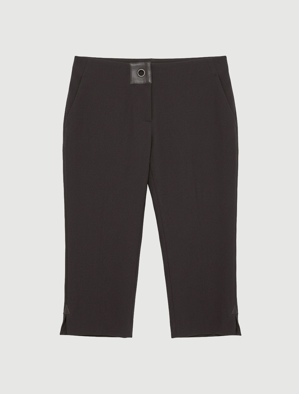 Salin fitted capri trousers side slits leather detailing