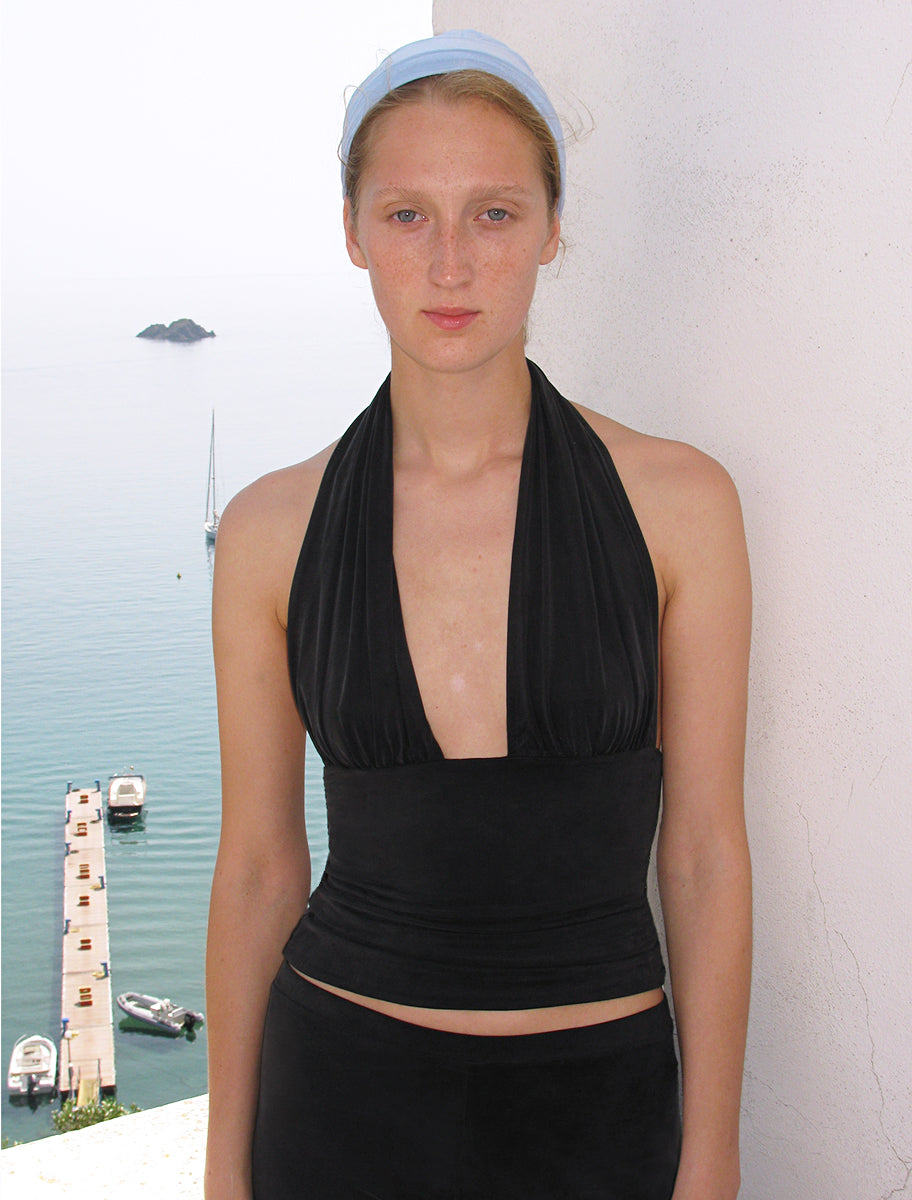 Mopit halter cupro top black