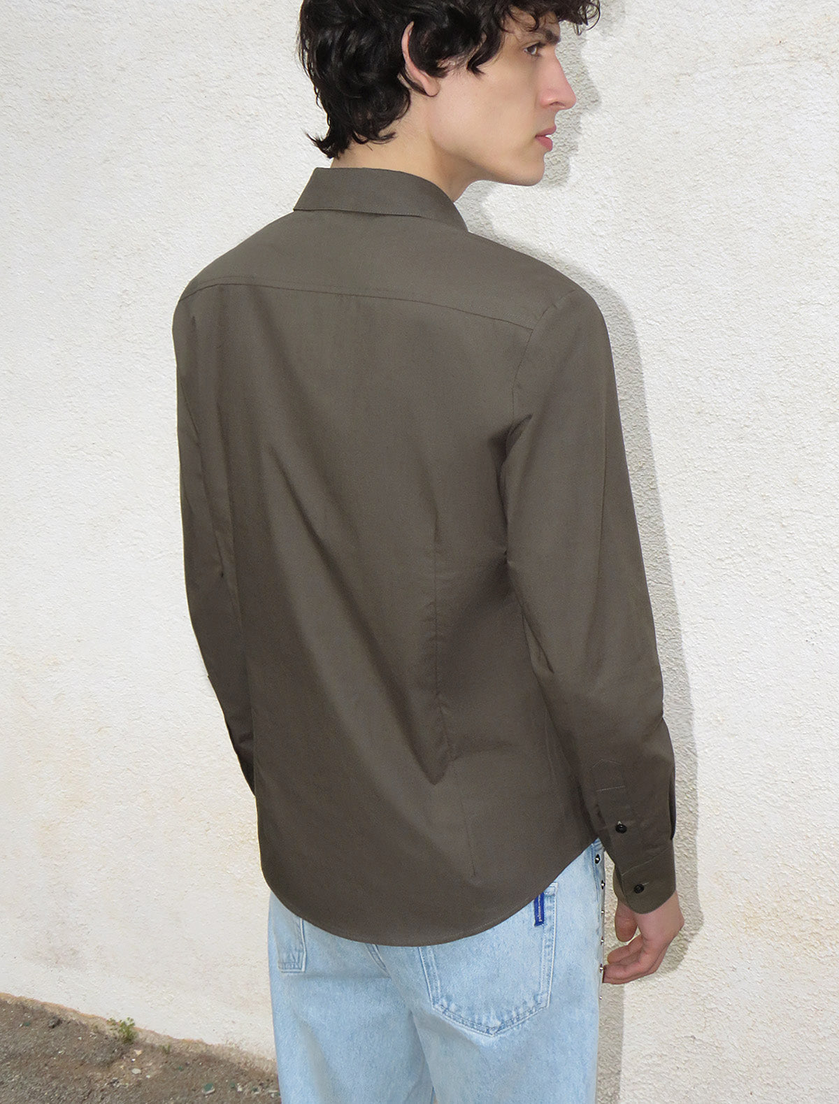 Finita classic men cotton shirt khaki