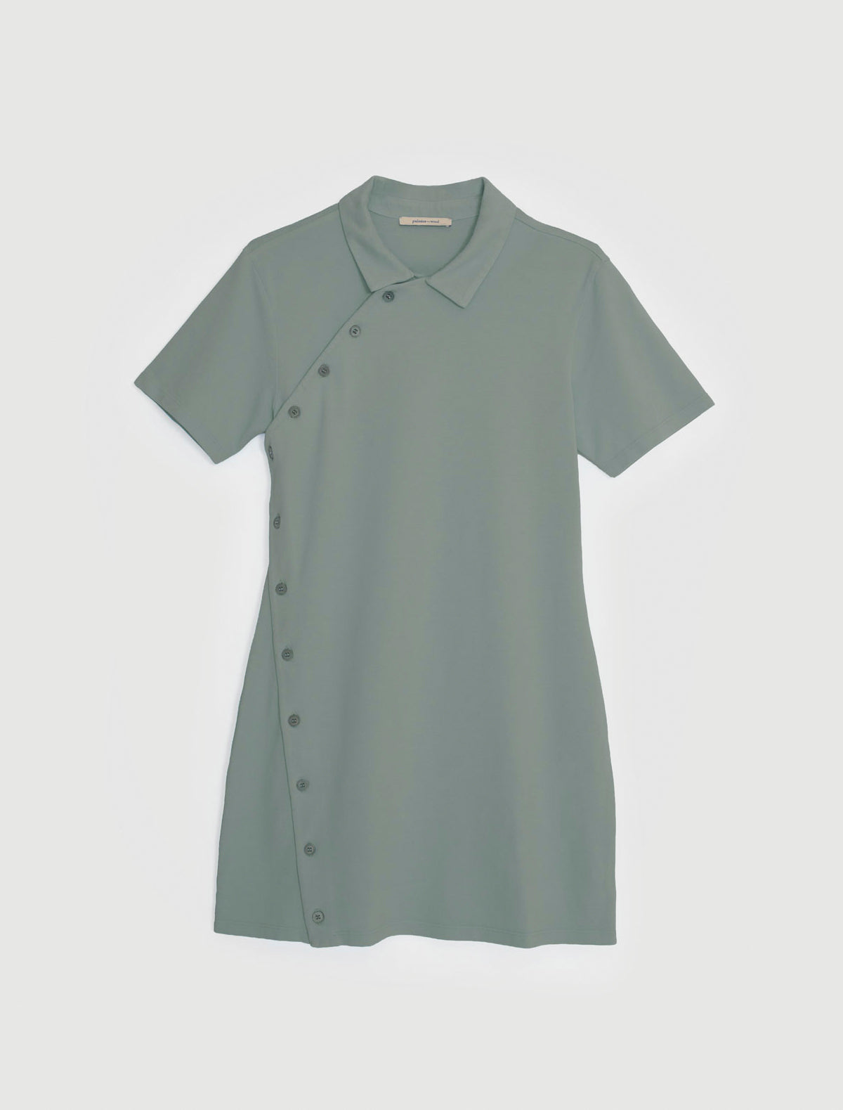 Nico short sleeved asymmetric buttoned dress khaki