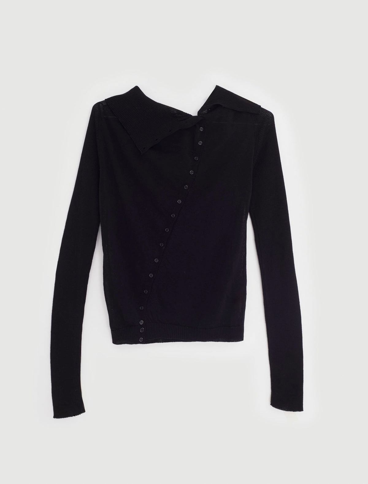 Igna buttoned sweater diagonal closure draped neckline