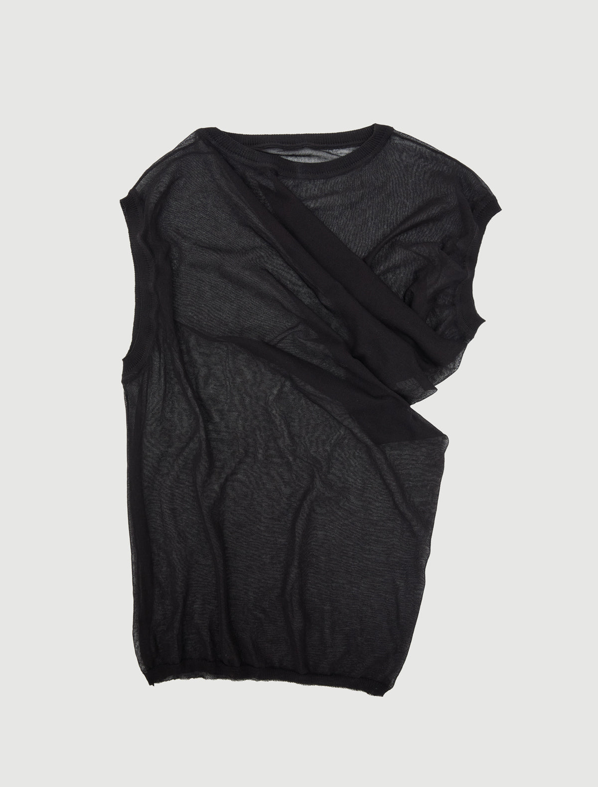 Raven ii asymmetrical knit top draped detailing black