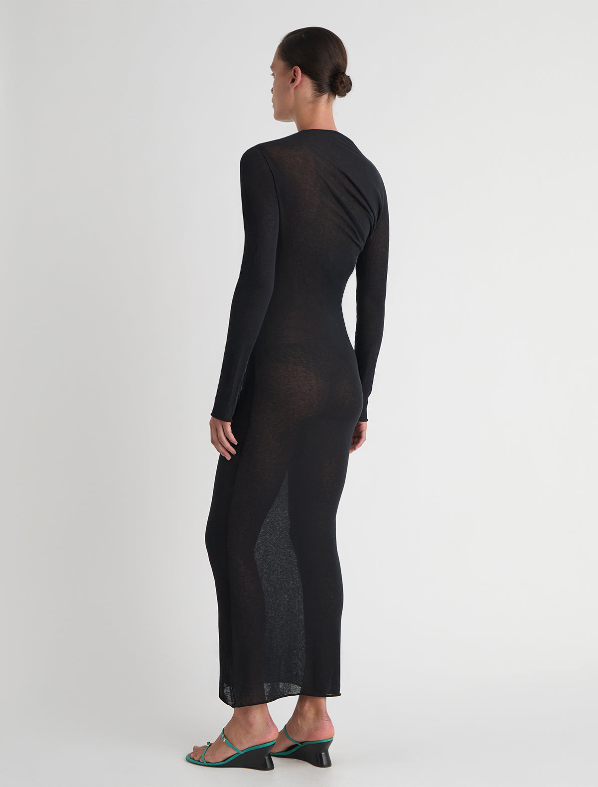 Jojo dress asymmetric long sleeve dress draped effect black