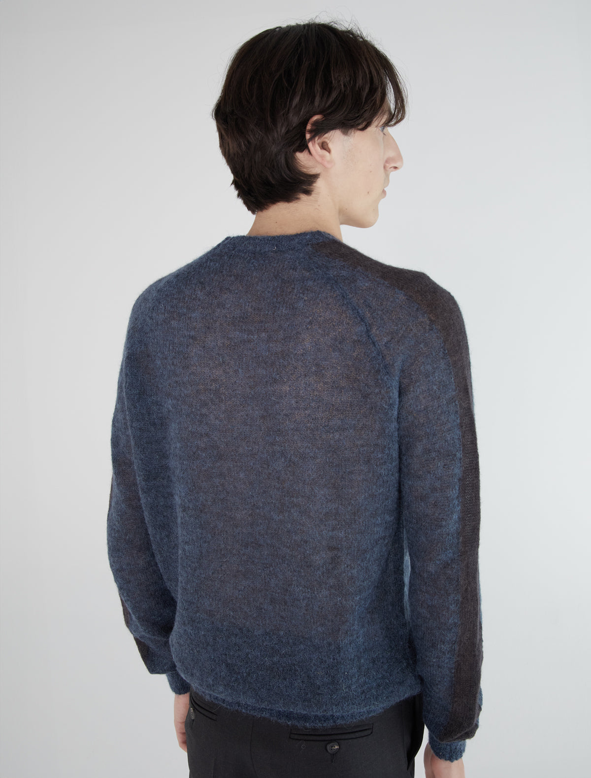 Dan men ranglan sleeve sweater contrasting color stripe sleeve