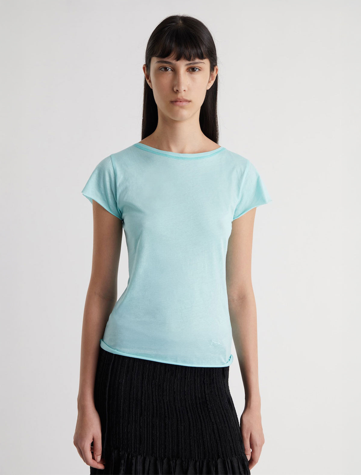 Katia short sleeved top embroidery hem