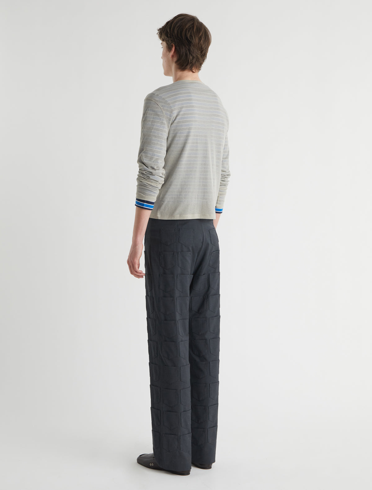 Lane extra pockets men suit pants mini pockets covering entire body