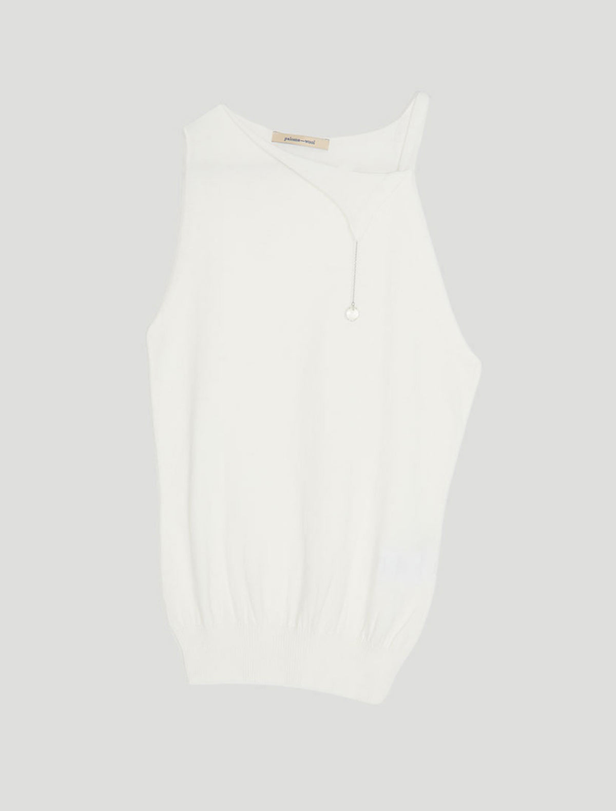 Lani sleeveless knit top chain detail handmade murano glass piece white